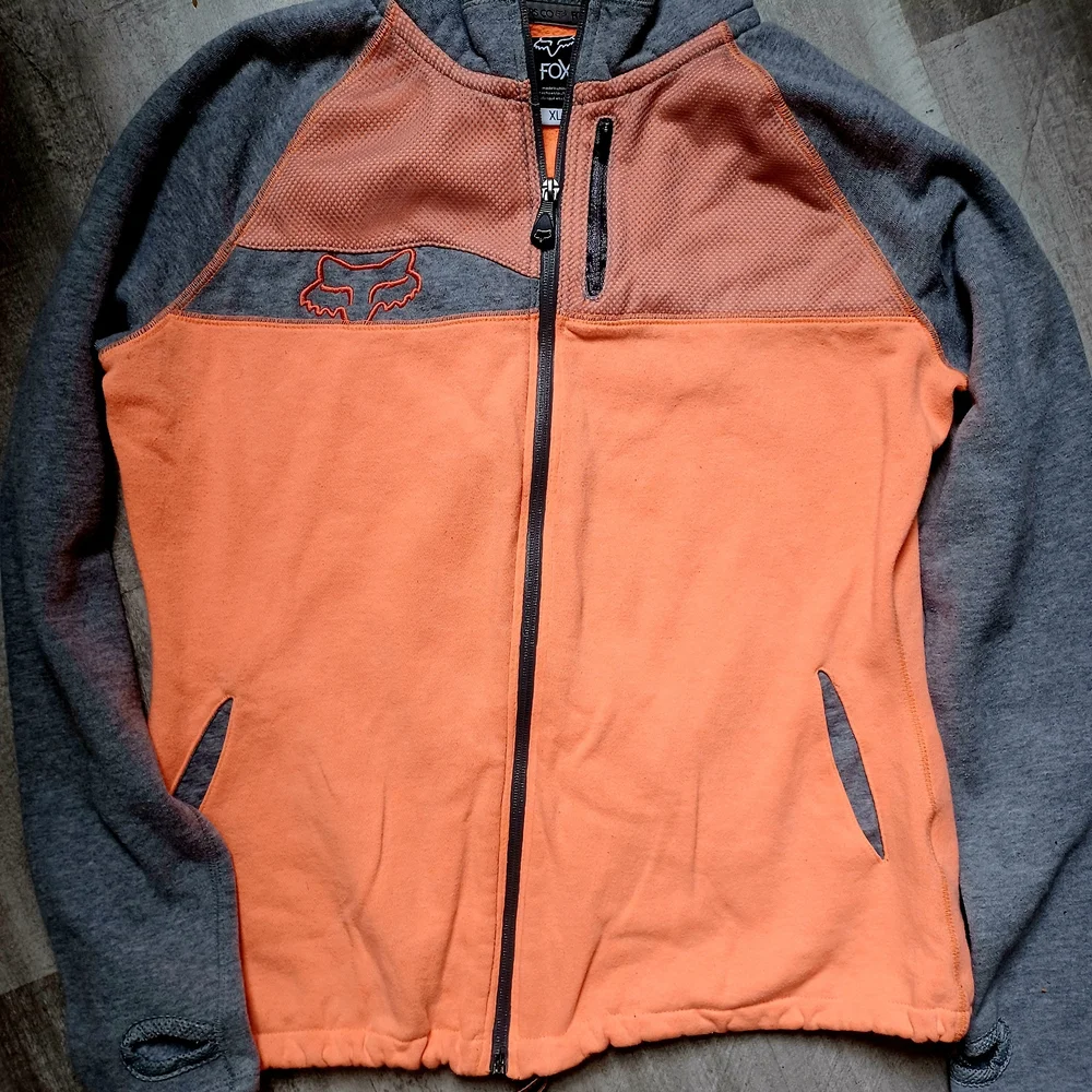 Fox Women's Orange and Gray Zip-Up Hoodie - Picture 2 of 3